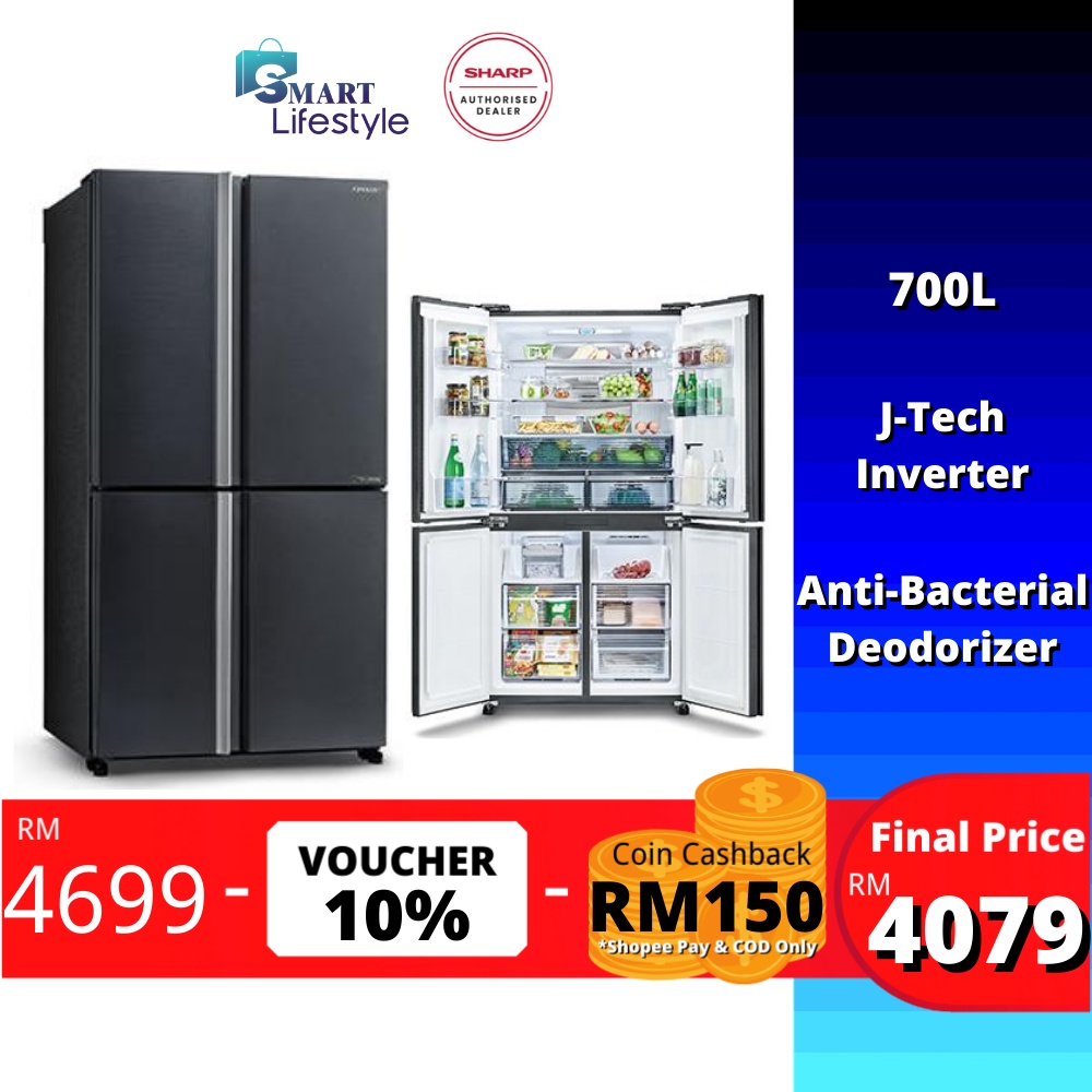 Sharp J-Tech Inverter Technology Advance Refrigerator (700L) SJF821VMSS ...