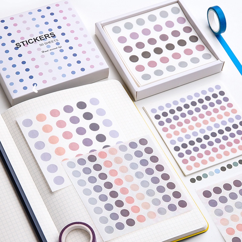 50 Sheets Morandi Dot Sealing Sticker Diary Handbook Deco Stickers ...