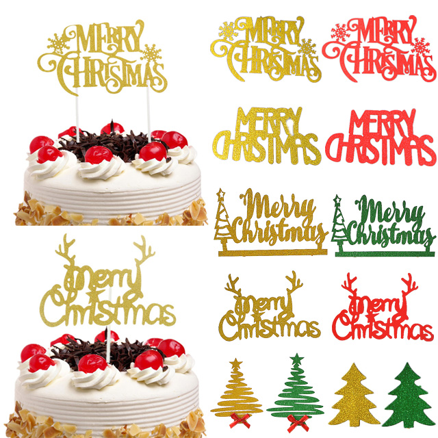 Merry Christmas Cake Topper Cupcake Toppers Flags Diy Cake For