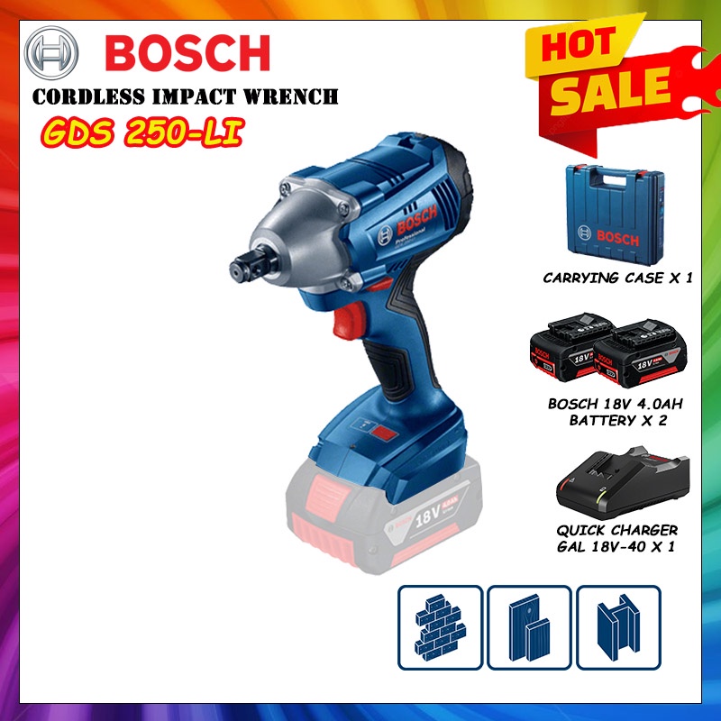 Bosch Gds 250 Li Gds250 Li 18v Cordless Impact Wrench Shopee Malaysia