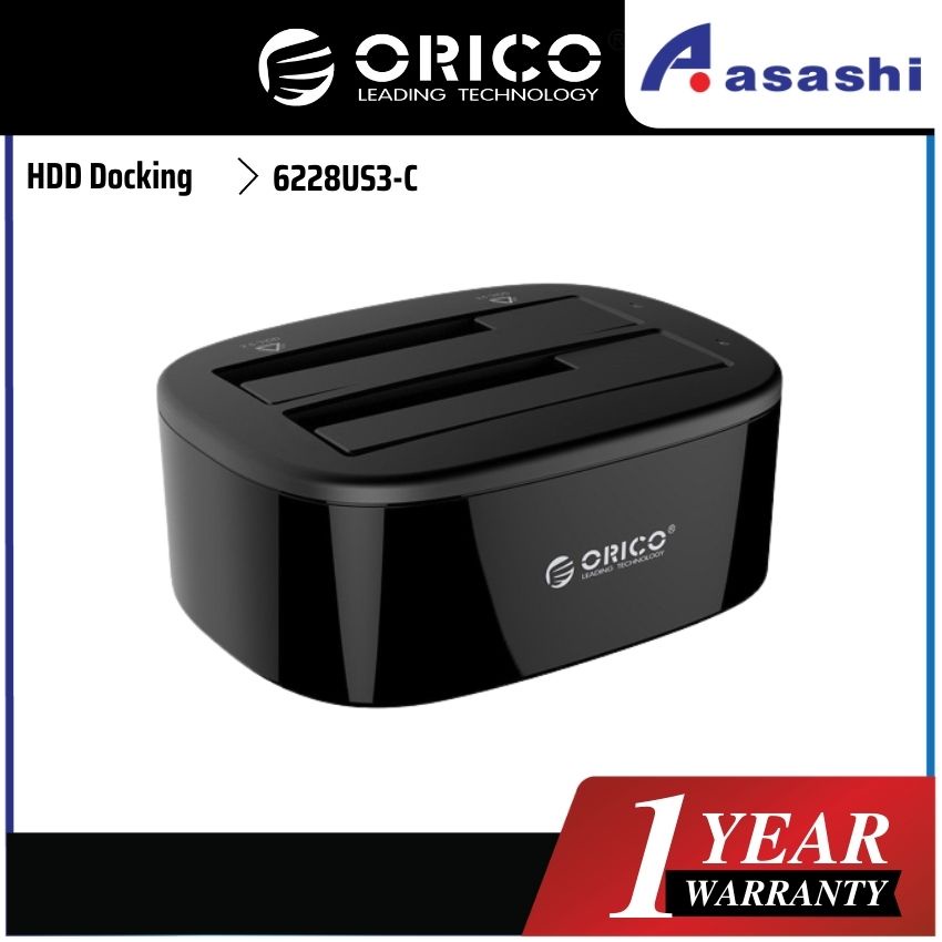 ORICO 6228US3-C 2-Bay 2.5”/3.5” HDD Docking Station - Supports 2 x 8TB ...