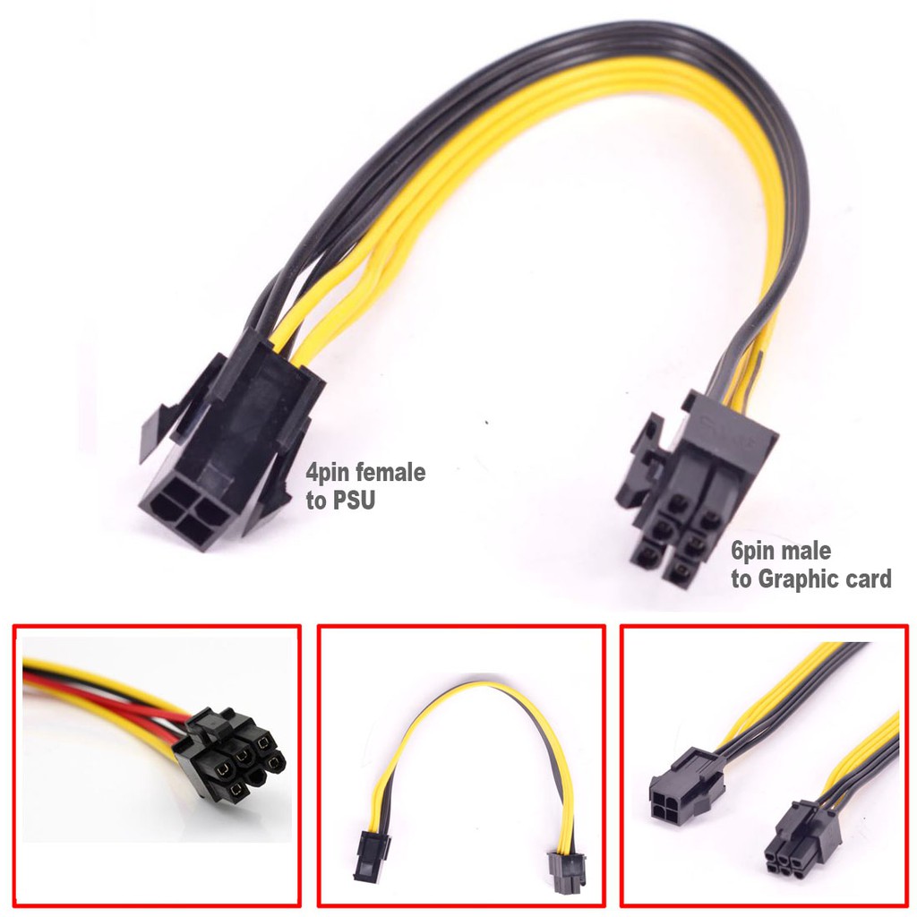 Pcie Atx 4pin Female To 6pin Power Supply Cable Adapter Converter P4 Gpu Graphic Card Eps 22cm 4 3305