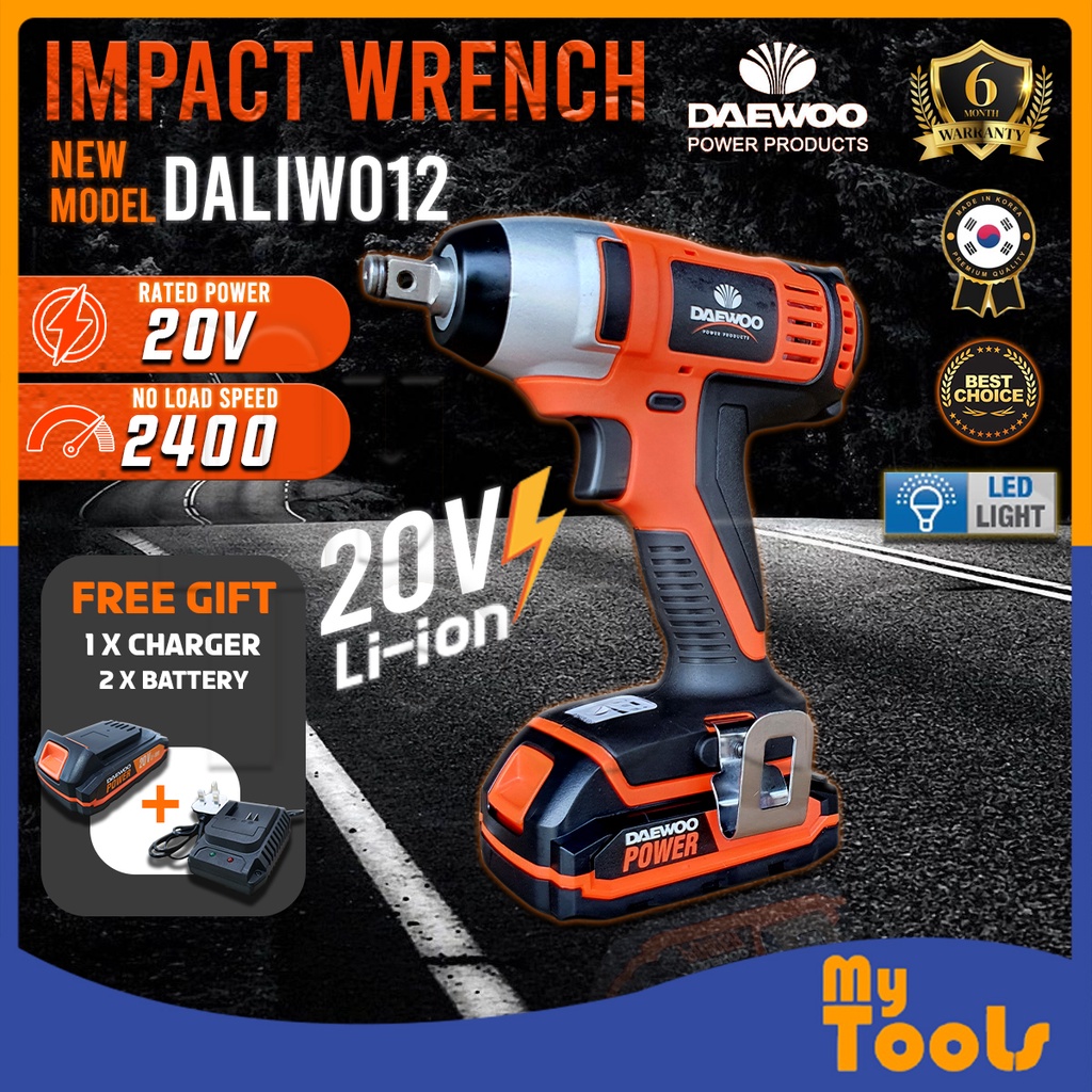 Mytools DAEWOO 20V Cordless Impact Wrench DALIW012 With 2 Battery