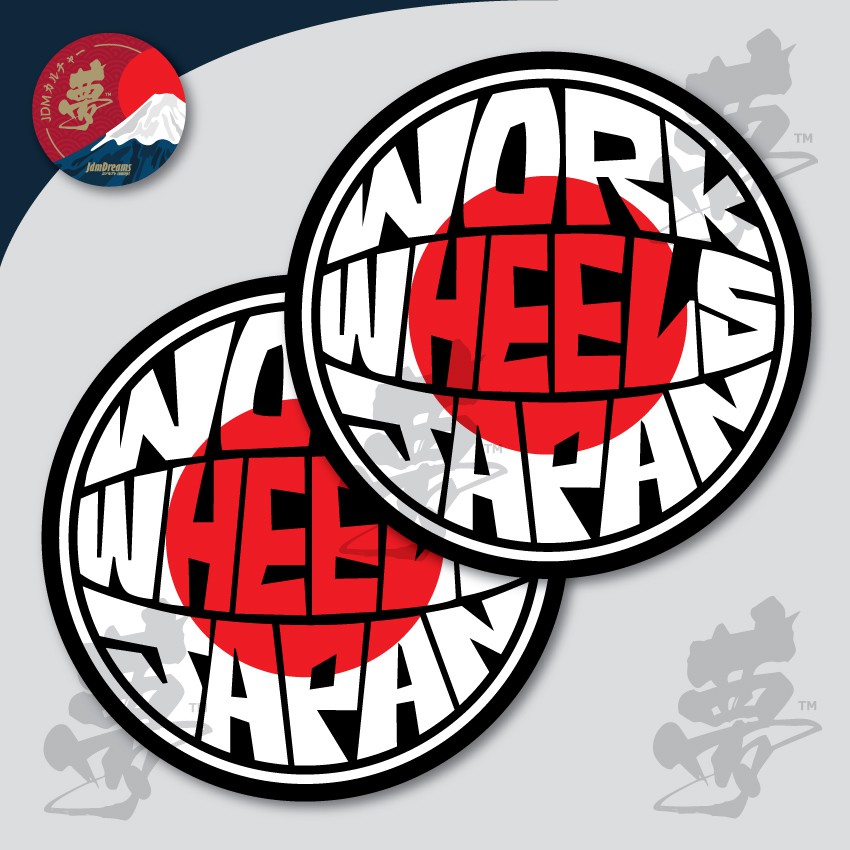 2IN1 JDM Work Wheel Japan Round Design Sticker Set Honda Toyota Nissan ...