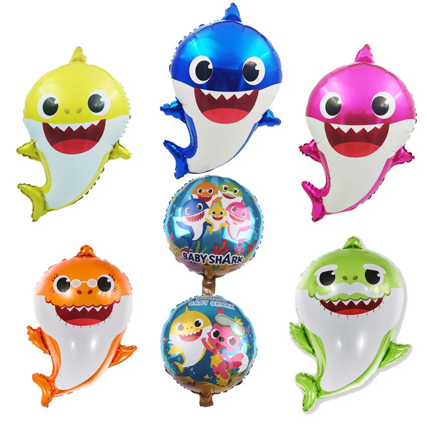 1pcs Cartoon Fish Baby Shark Foil Balloon Birthday Party Decoration ...