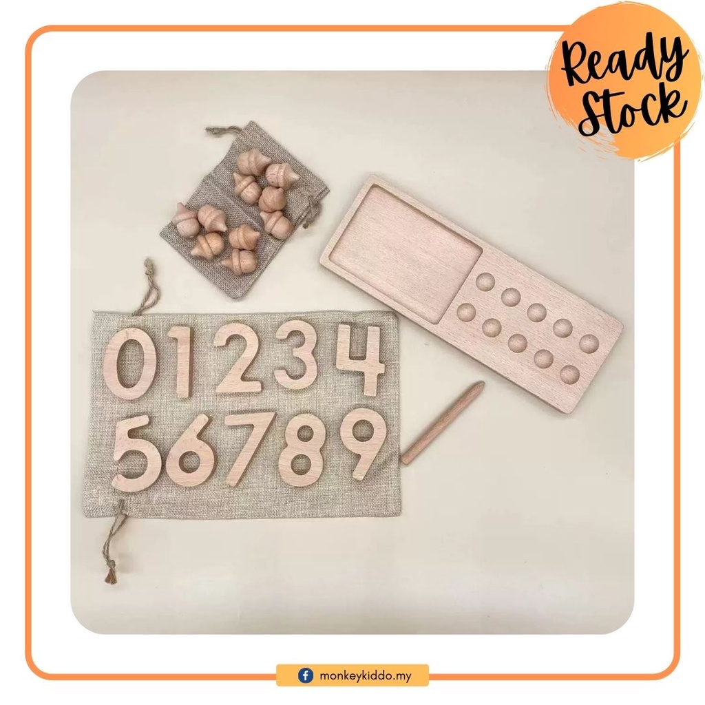 Montessori Counting Board 1-10 Math Number Wooden Tray | Shopee Malaysia