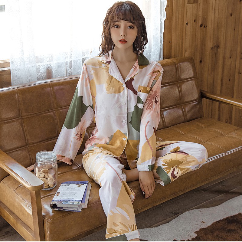 Plus size Spring Summer New Print Fashion Pajamas Women's Long Sleeves ...
