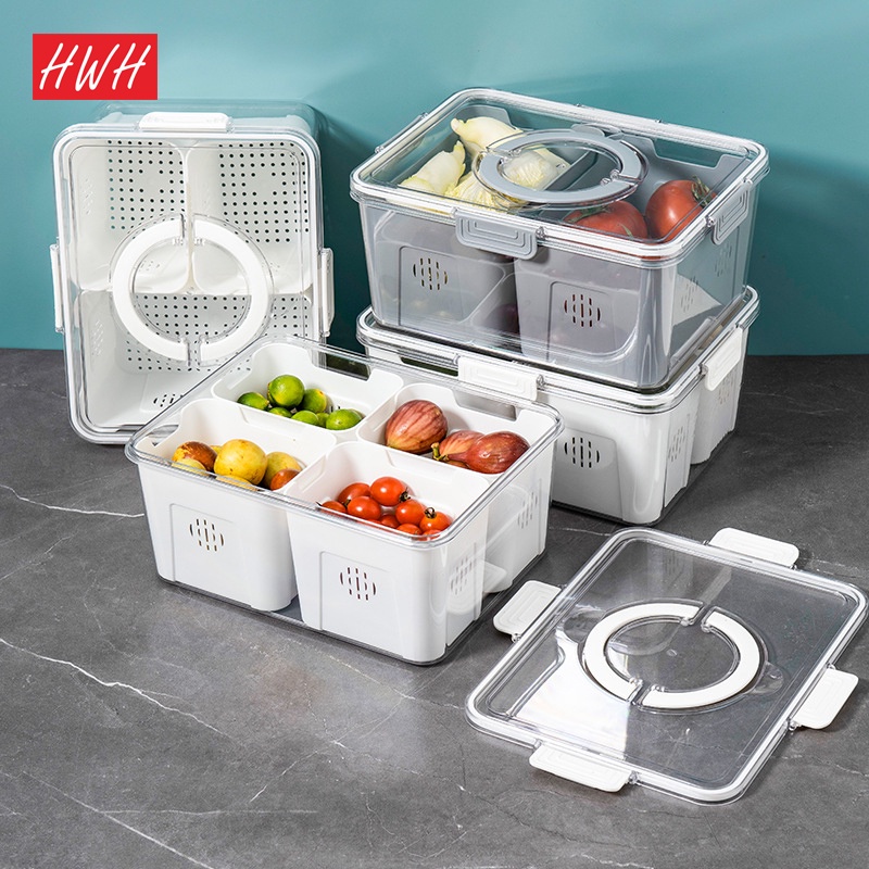 HWHOME Kitchen Refrigerator Food Storage Boxes With Removable ...