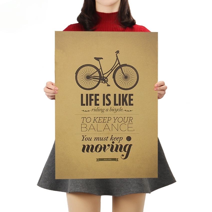 DLKKLB Life is Like Riding a Bicycle Poster Cafe Bar Home Decor Retro ...