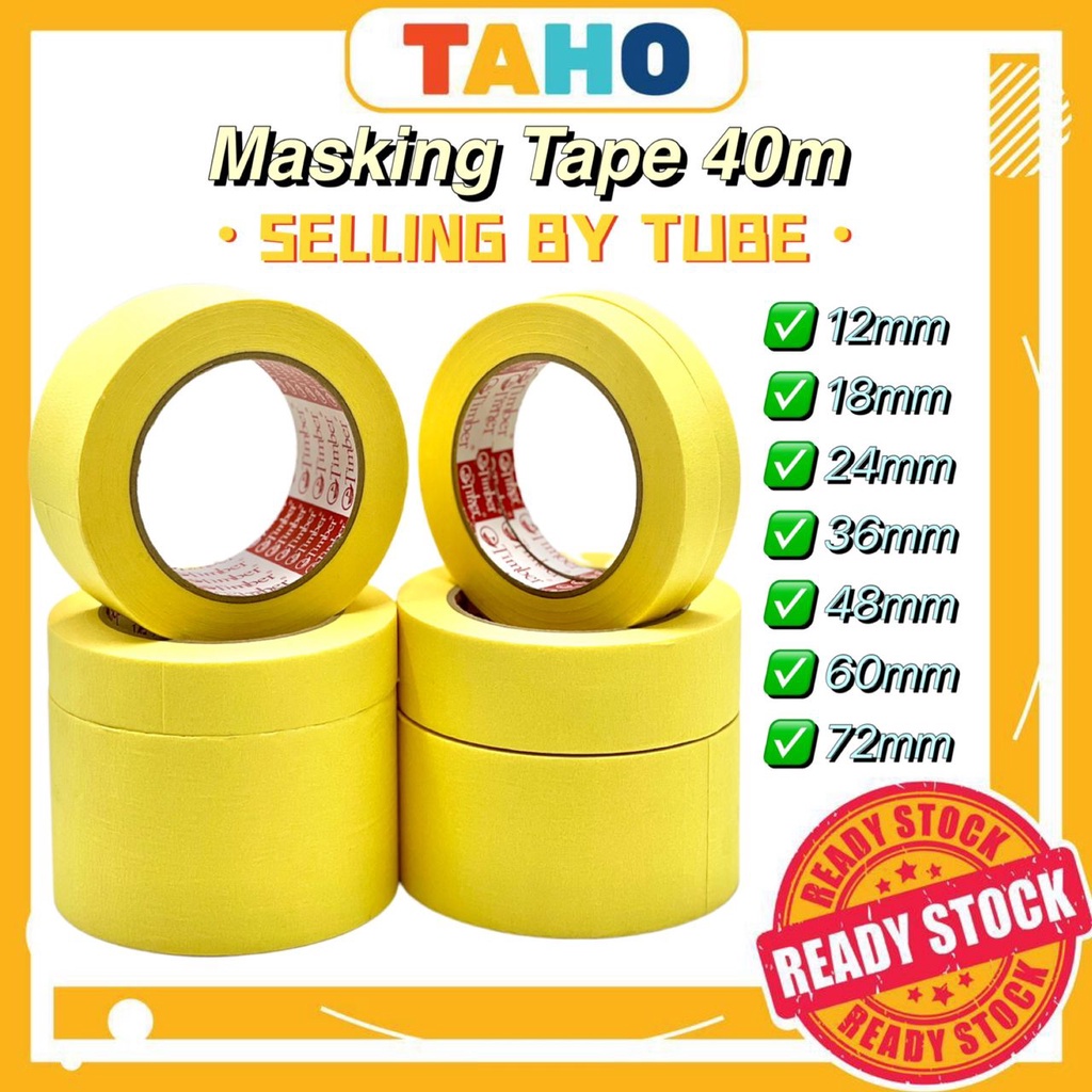 Masking tape /40 Meters / SELLING BY TUBE / 12mm / 18mm / 24mm / 36mm ...