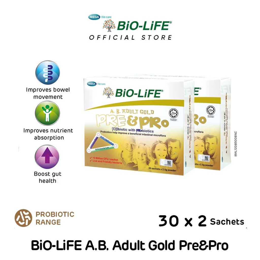 BiO-LiFE A.B. ADULT GOLD PRE & PRO 30SX2 (Expiry Date Apr 2025 ...