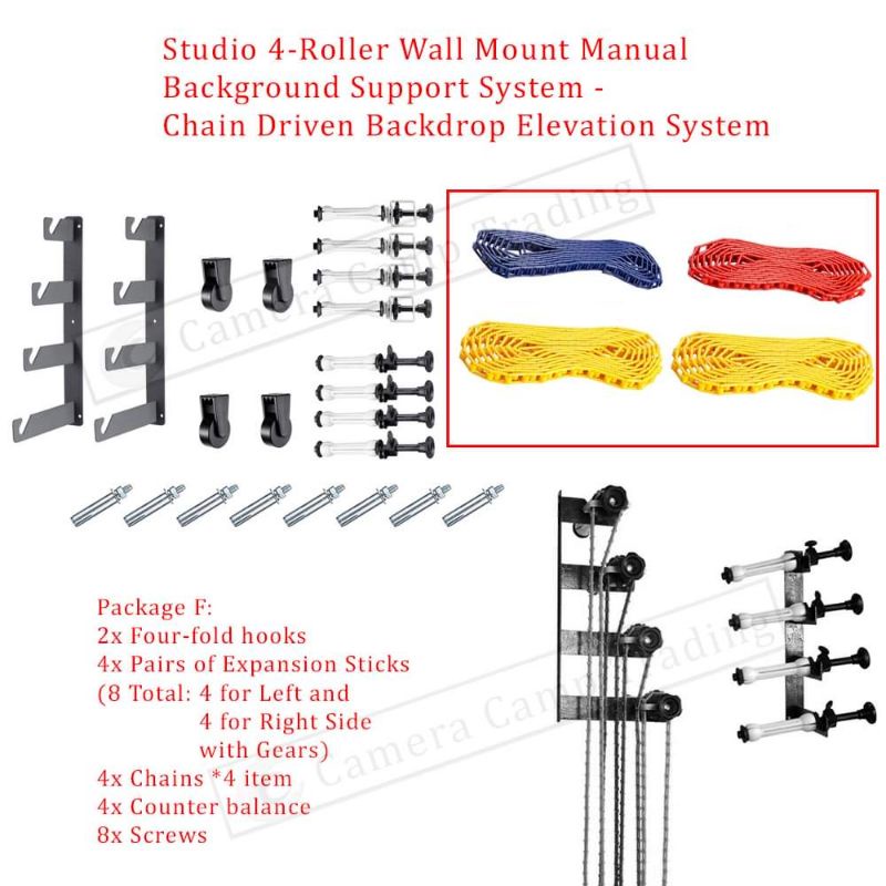 CowboyStudio Photography 3-Roller Wall Mounting Manual Background Support outlet System