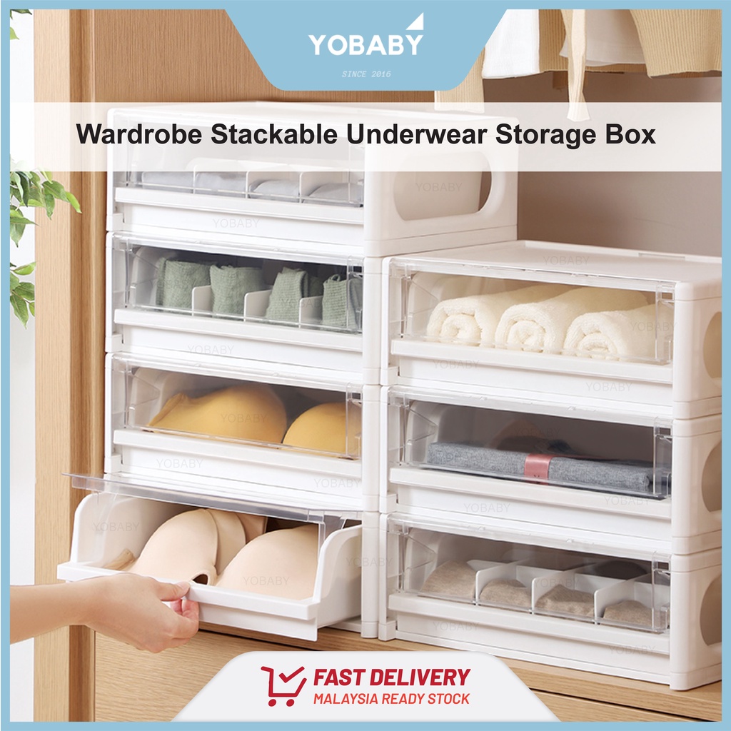 Wardrobe Stackable Underwear Storage Box Bra Organizer Drawer Storage ...