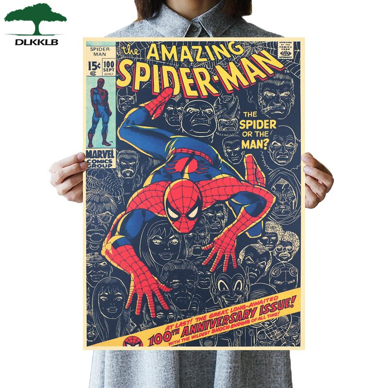 DLKKLB Classic Anime Movie Comic Spider-Man Poster Vintage Bedroom ...