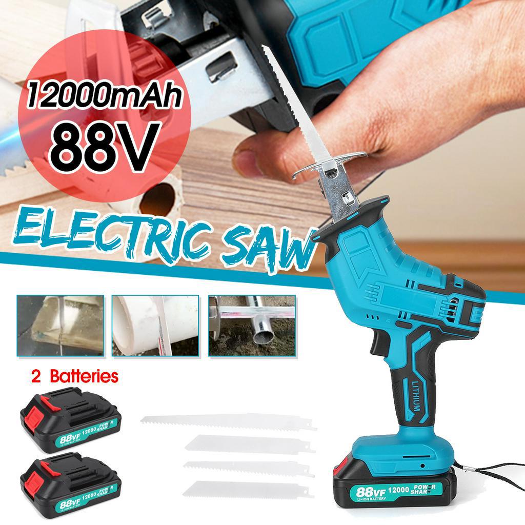 88V 3000RPM Cordless Reciprocating Saw Adjustable Speed LED Electric