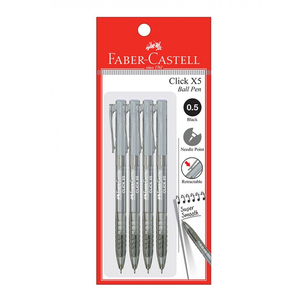 FABER-CASTELL CLICK X5 BALL PEN (4 PCS IN PACK) !!!Fast Delivery ...