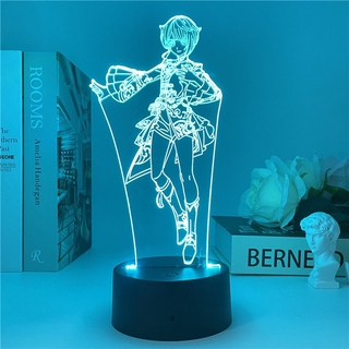 Genshin Impact Wiki Diluc LED 3D Lamp Lllusion Light Desk lamp Japanese  Anime Light ，for Child Bedroom Decor Night Light Birthday Gift Manga Gadget  