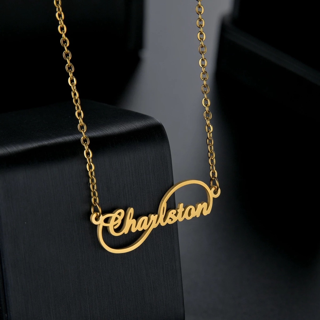 Trendy Custom Name Necklace For Women Stainless Steel Personalized Infinity Nameplate Necklace Lover Lovely Gift Shopee Malaysia