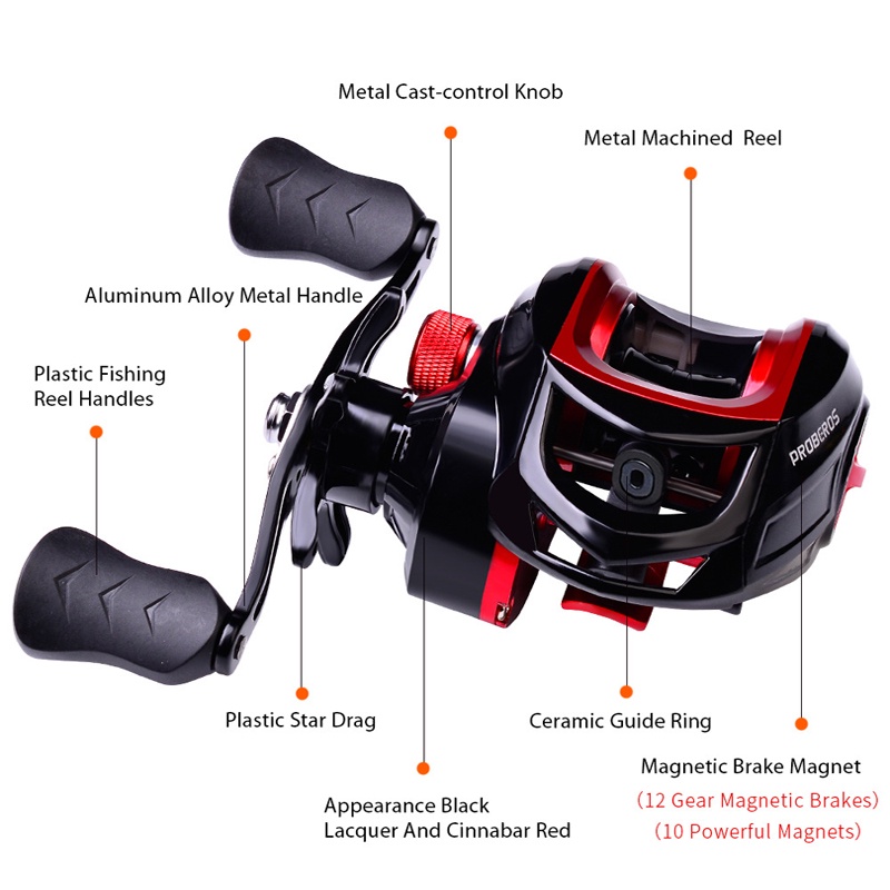 KFT PROBEROS Mesin Pancing Baitcasting Reel Bc 7.2:1 Max Drag 10kg  Right/Left High Speed Super Long Casting Fishing Reel DW128 Right