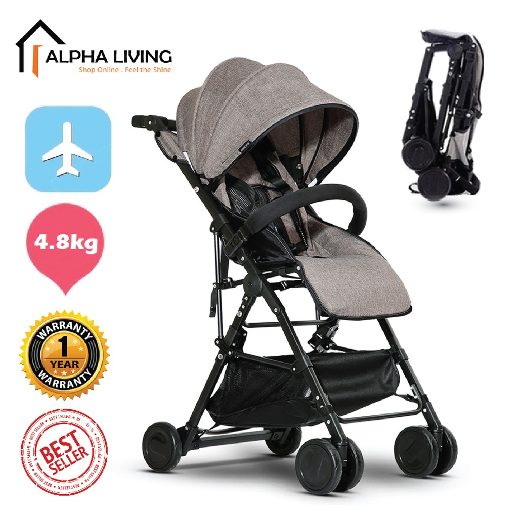 Petit Lightweight Stroller Compact One Hand Fold Grey BAY0046GY Louis Le Shopee Malaysia