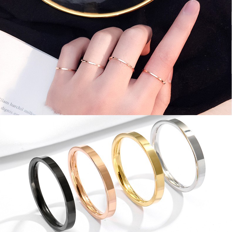 Simple smooth ring plain titanium ring very ring Rose Gold Lady Lovers ...