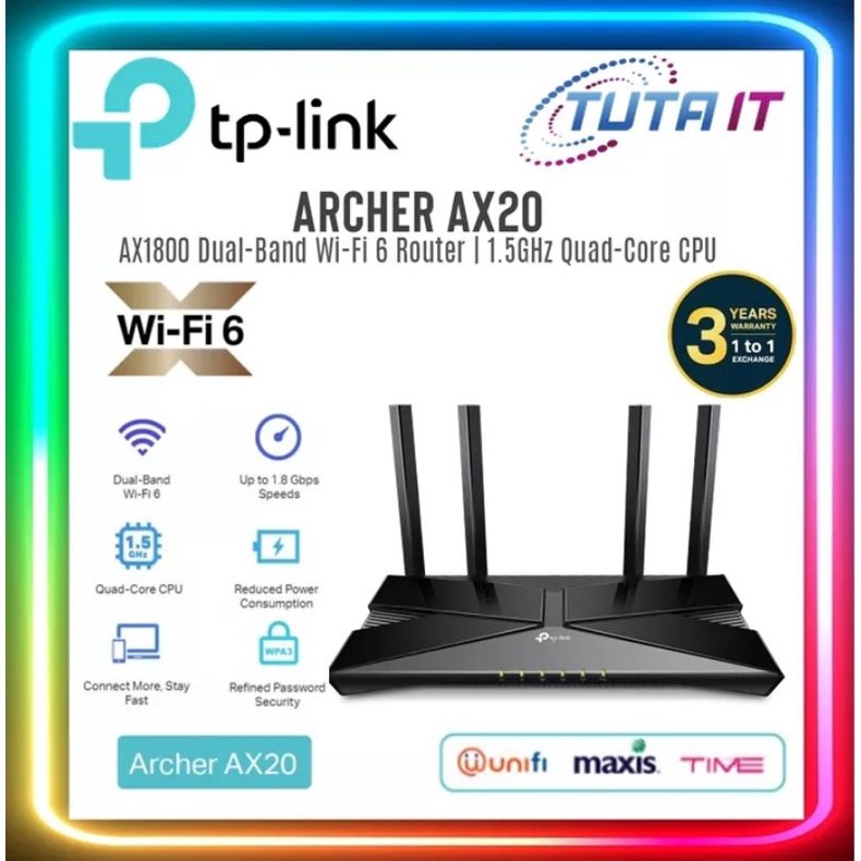 TP-Link Archer AX20 AX1800 Dual-Band Wi-Fi 6 Router | Shopee Malaysia