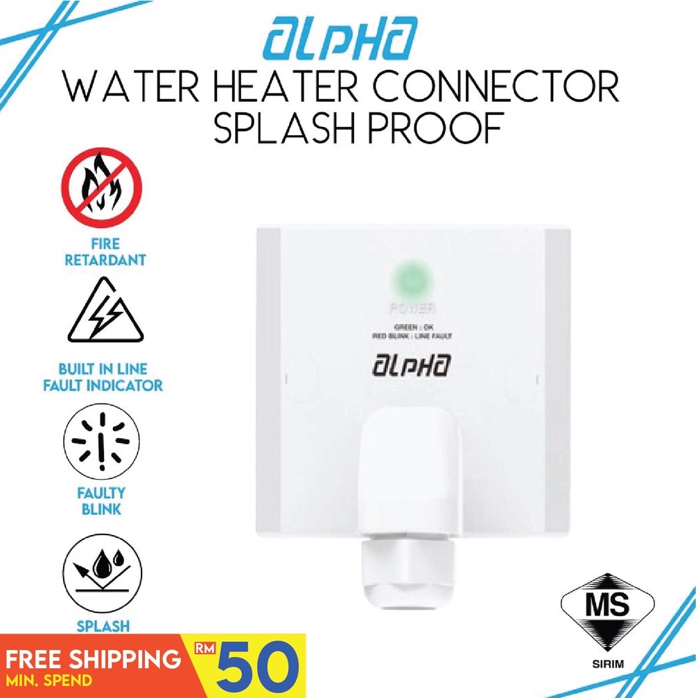 Alpha WHC1 LFI B Splash Proof Water Heater Connector With Line Fault