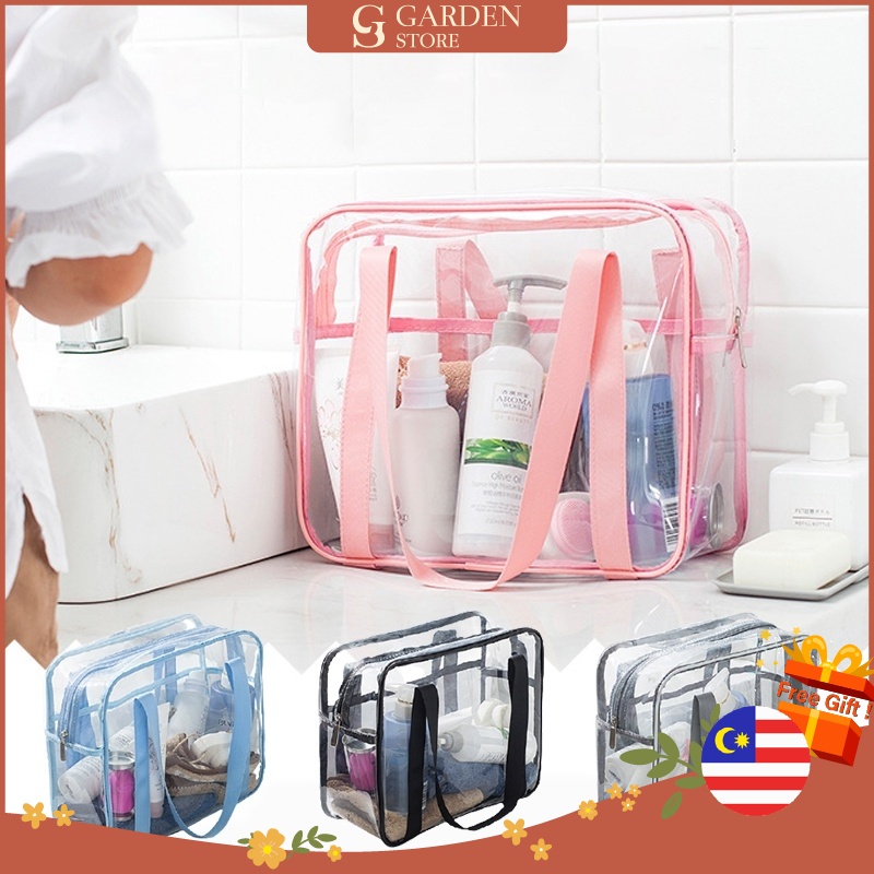 GS Large Waterproof Transparent Clear Toiletry Bag PVC Travel Storage ...