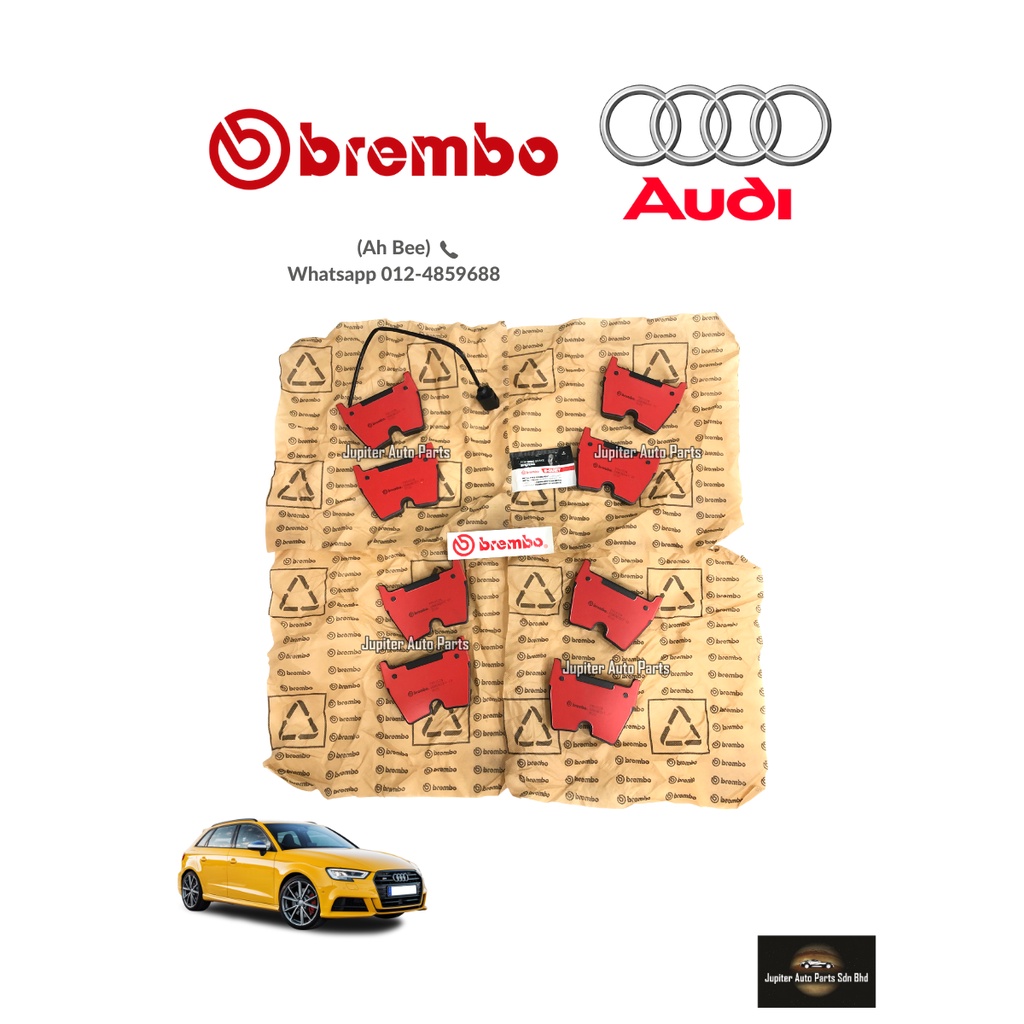 AUDI RS3 /TTRS (20162020) FRONT BRAKE PAD SET WITH SENSOR BREMBO