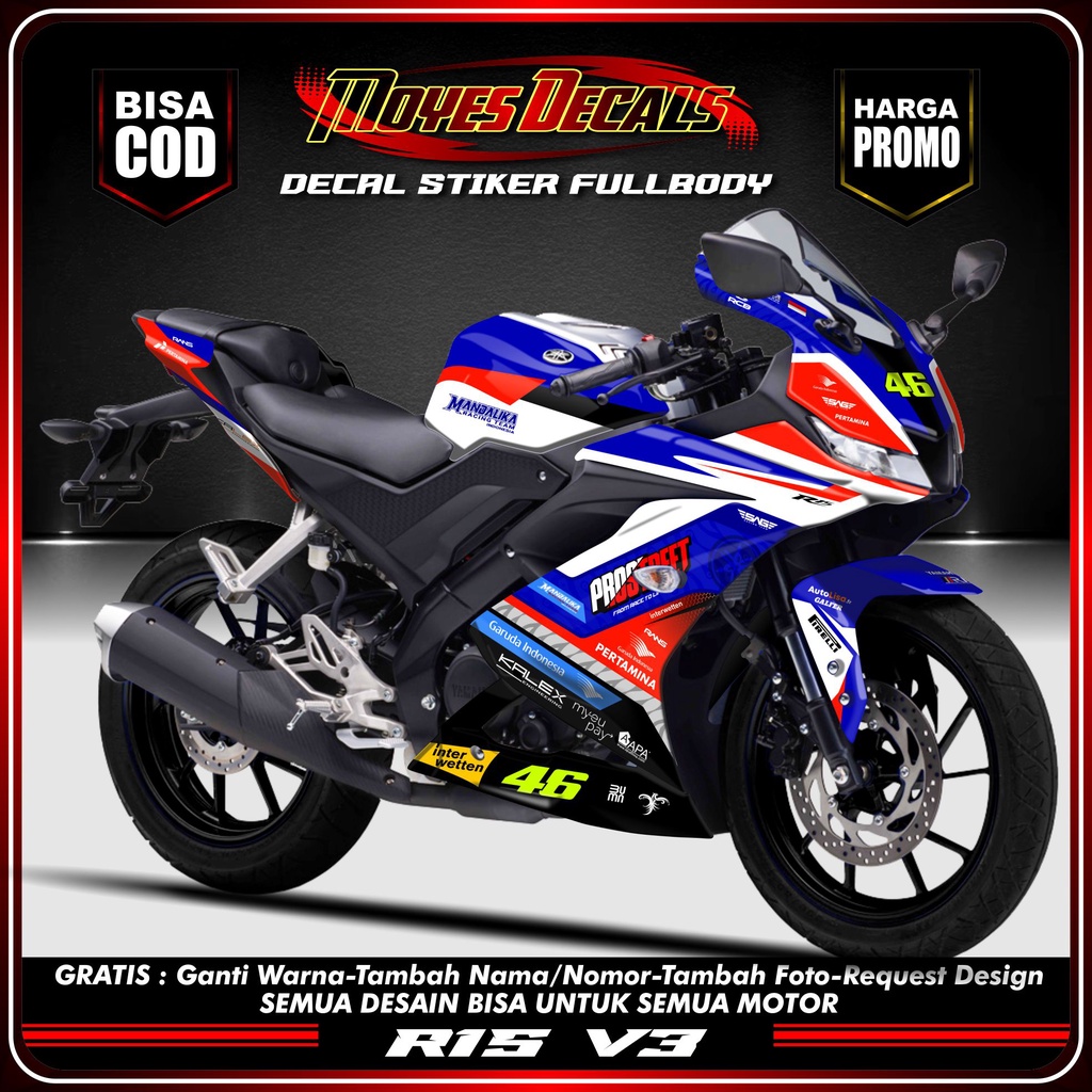 Decal R15 V3 Sticker Fullbody Motorcycle R15 V3 Sticker Yamaha R15 V3 ...