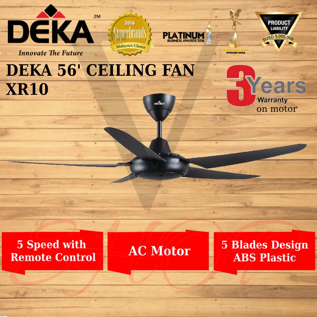 DEKA 56 INCH AC MOTOR CEILING FAN WITH 5 SPEED REMOTE CONTROL XR10
