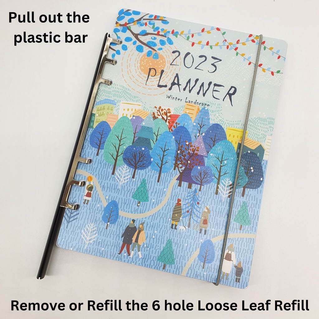 2023 Diary A5 Organizer 6 O Ring Binder Waterproof Plastic cover Loose