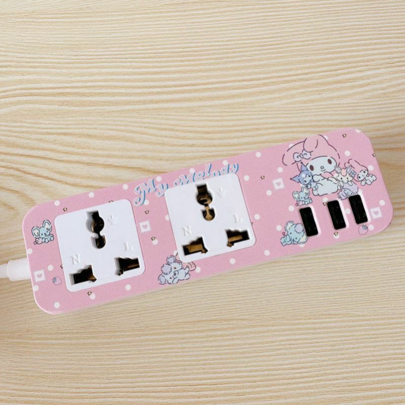 Hello Kitty Melody Cinnamoroll Extension USB Socket 3 pin plug | Shopee ...