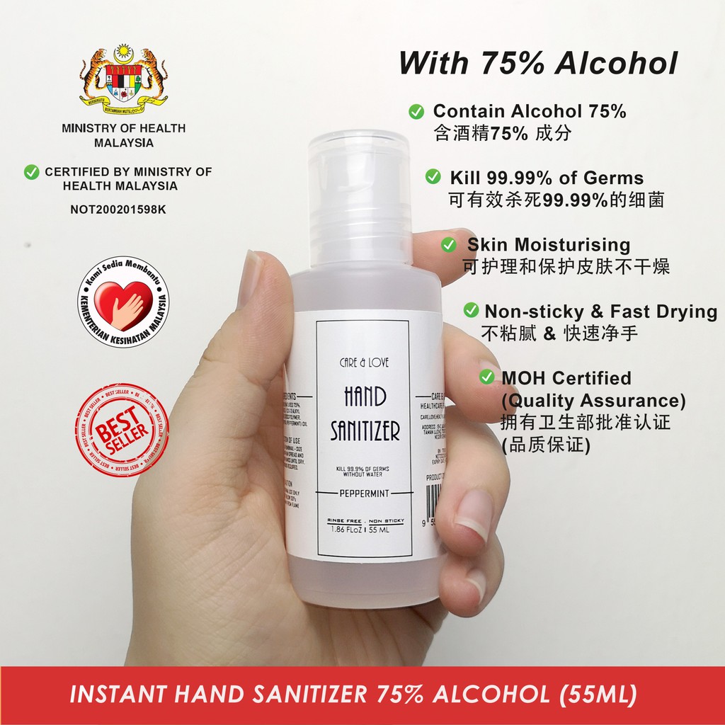 [READY STOCKS!!] 75 ALCOHOL HAND SANITIZER 55ML (APPROVED BY KKM) 现货