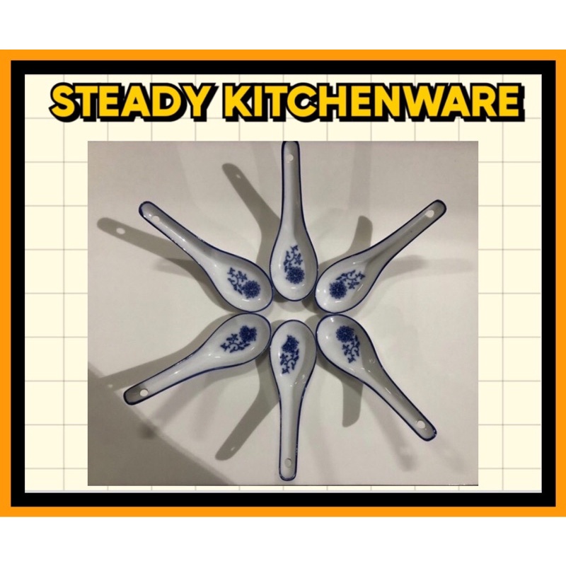 (6pcs) Blue And White Ceramic Porcelain Rice Spoon Soup Spoon | Shopee ...
