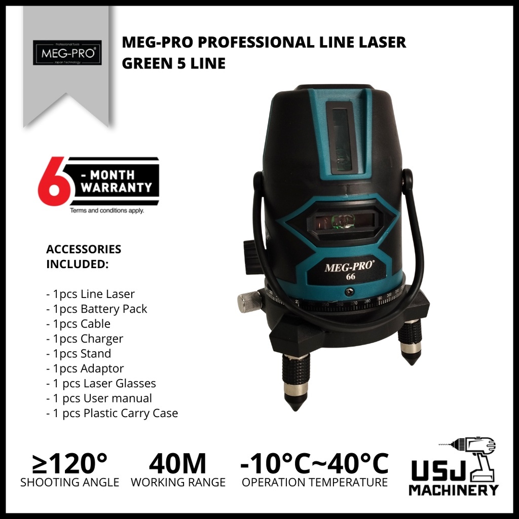MEG-PRO Professional Line Laser Green 5 Line | 6 Months Warranty ...