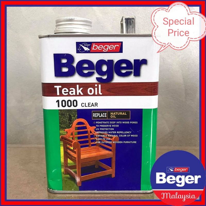 Beger Teak Oil 1000 Clear 1 Litre Wood Varnish Timber Clear Shopee