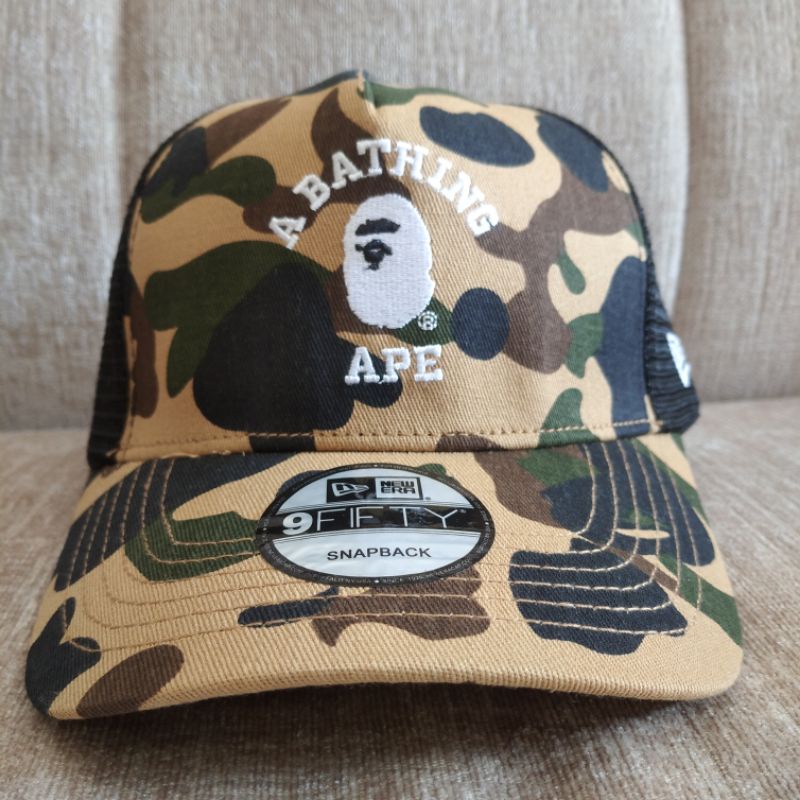 Bape camo trucker hat best sale