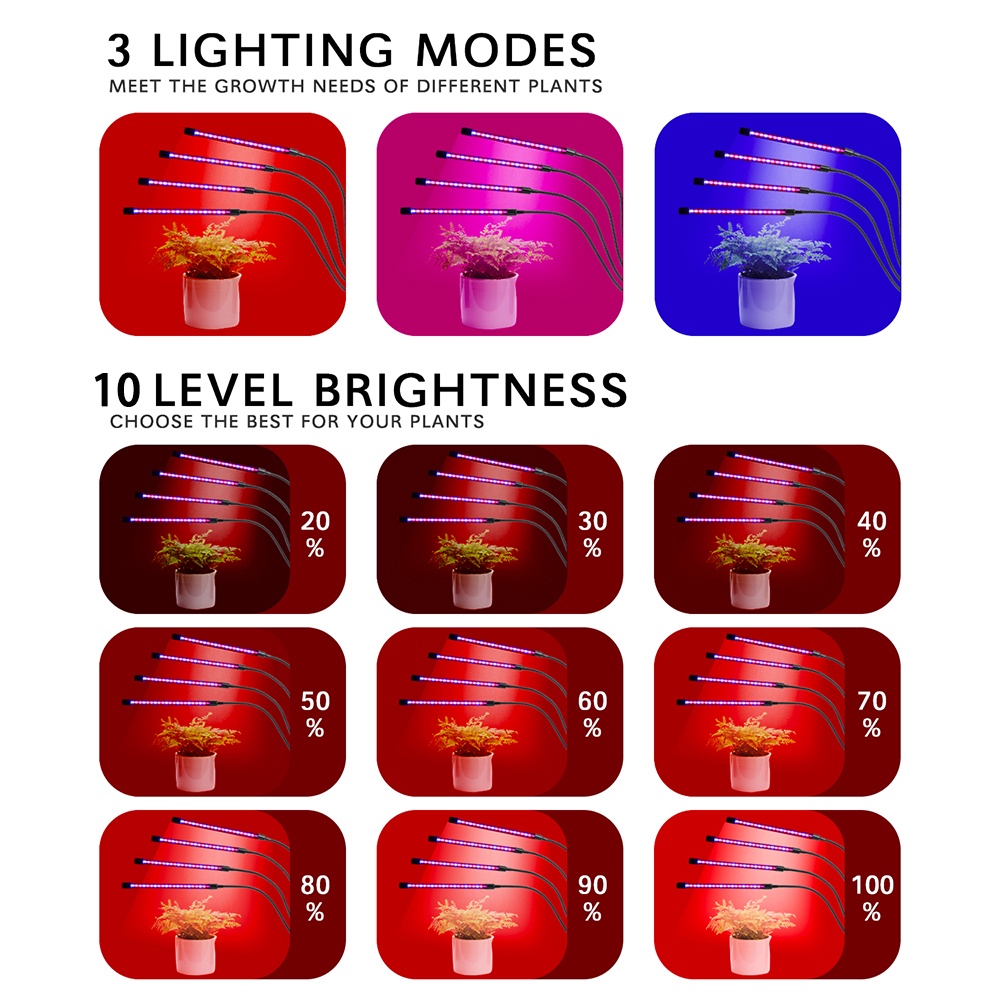 Timing LED Grow Light USB Phyto Lamp Full Spectrum Fitolamp With ...