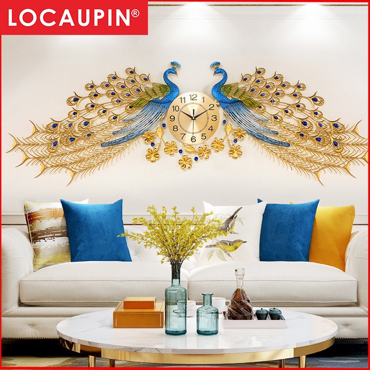 Locaupin Peacock Clocks and Watches Wall Clocks Living Room Home Clock