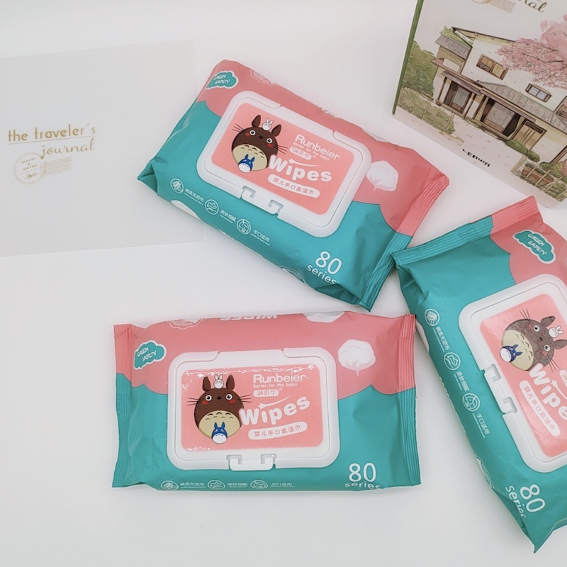 Alcohol Free Baby Wipes Wet Tissue Baby Wet Wipes Tisu 80 Series