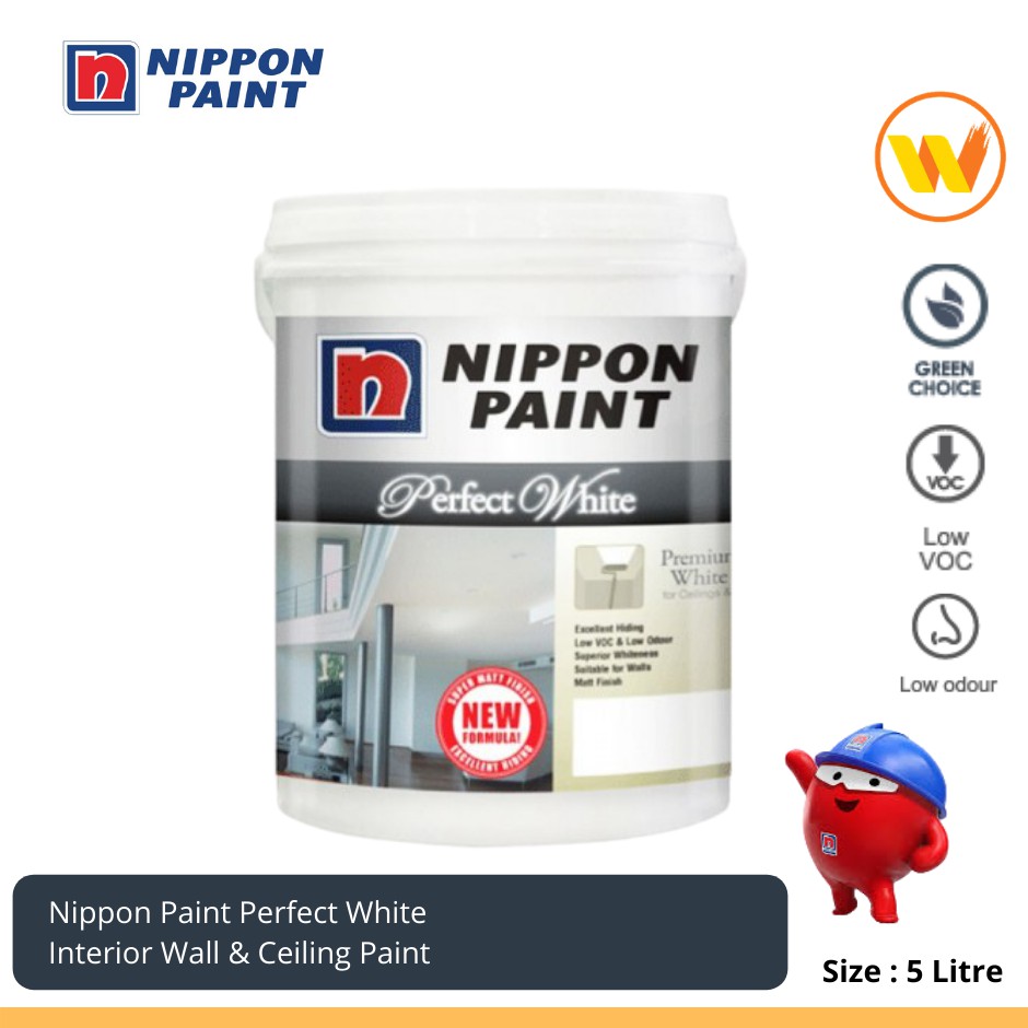 5L Nippon Paint Perfect White ( For Interior Wall & Ceiling) 5L Perfect