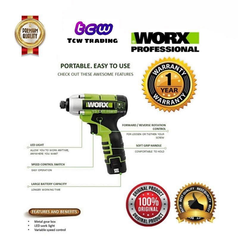 WORX Wu280.1 12v Cordless Impact Drill Shopee Malaysia