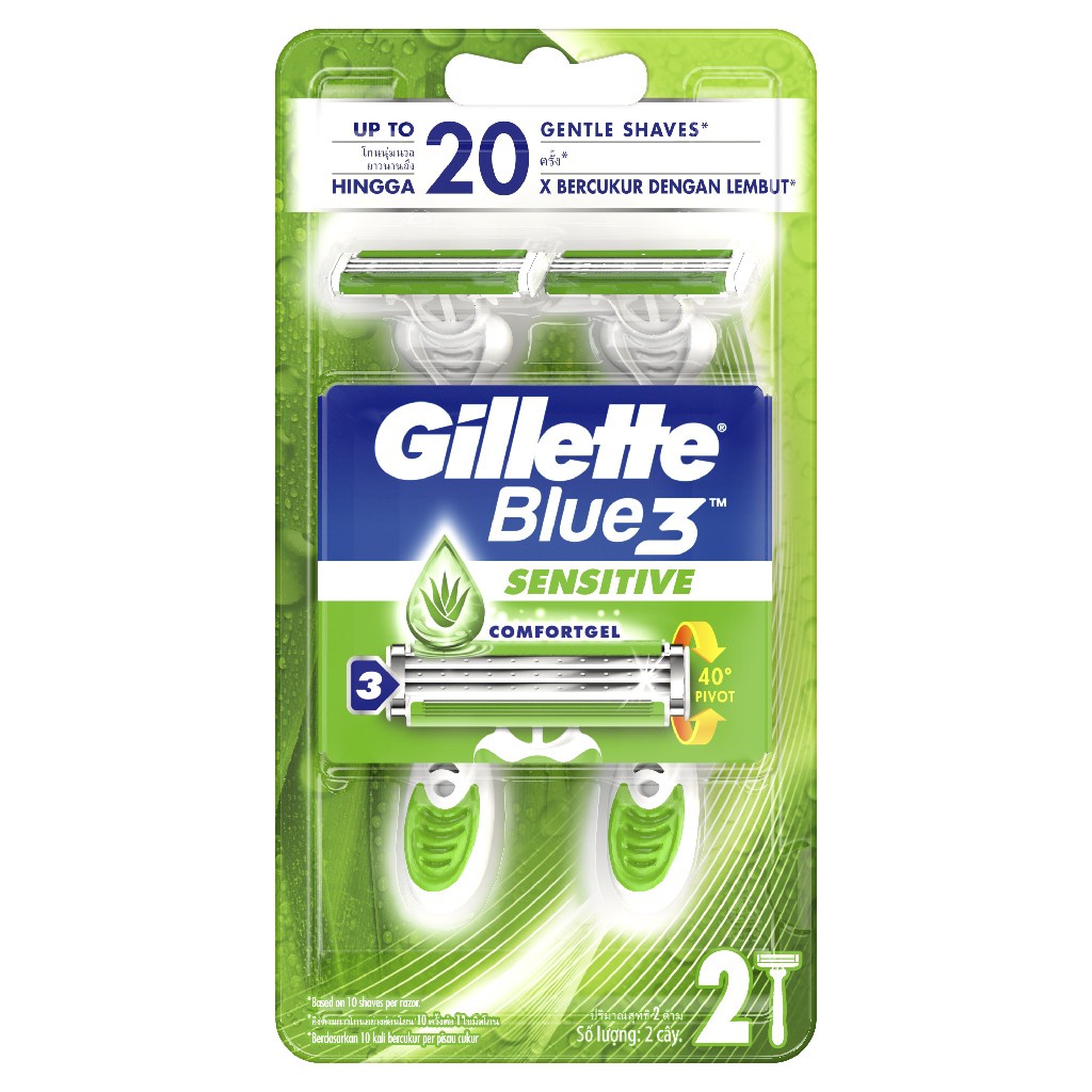 Gillette Blue3 Disposable Razors Sensitive (2 Pcs) Shopee Malaysia