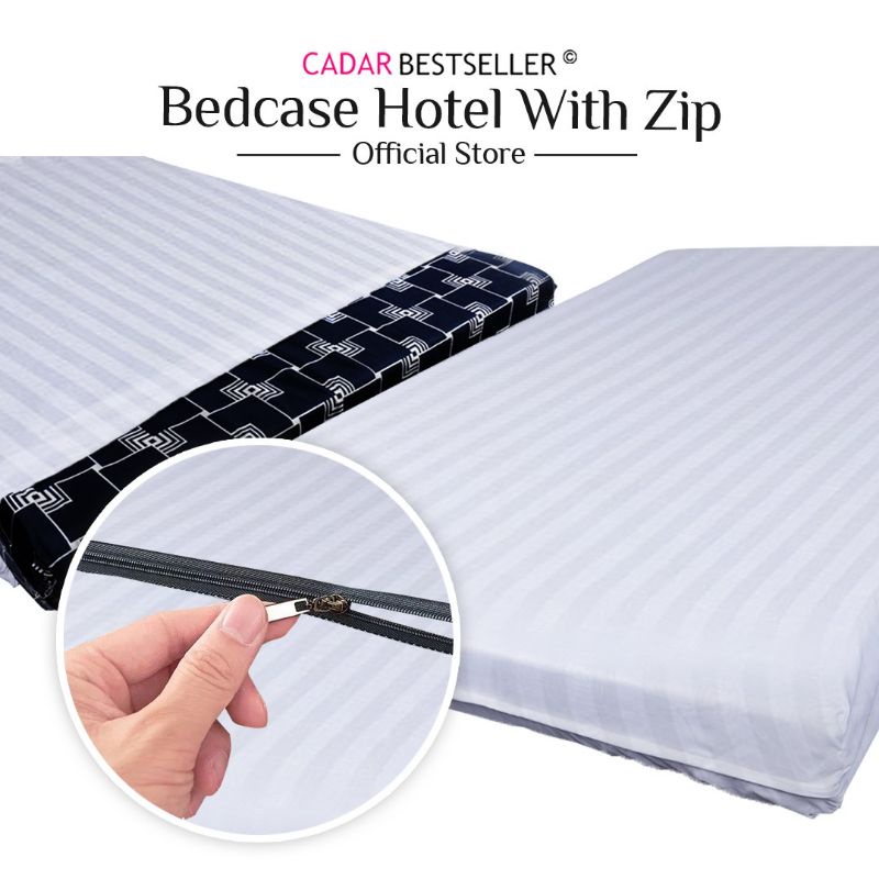 Cadar Bestseller Sarung Tilam Zip Hotel Berjalur 9inci 12inci Bedcase