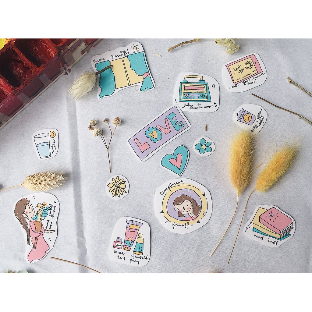 OYASUMI DESIGN | Self Care Sticker Set | Journal Self Care Sticker ...