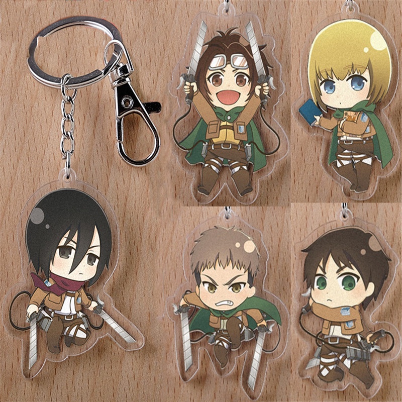 Attack On Titan Anime Acrylic Keychain Keyring Eren Armin Hanji Jean ...