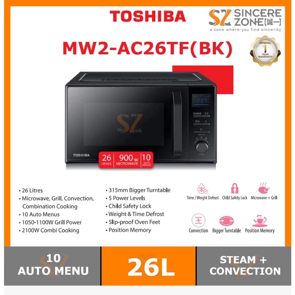 Toshiba MW2AC26TF(BK) 26L Microwave Oven With Convection Function