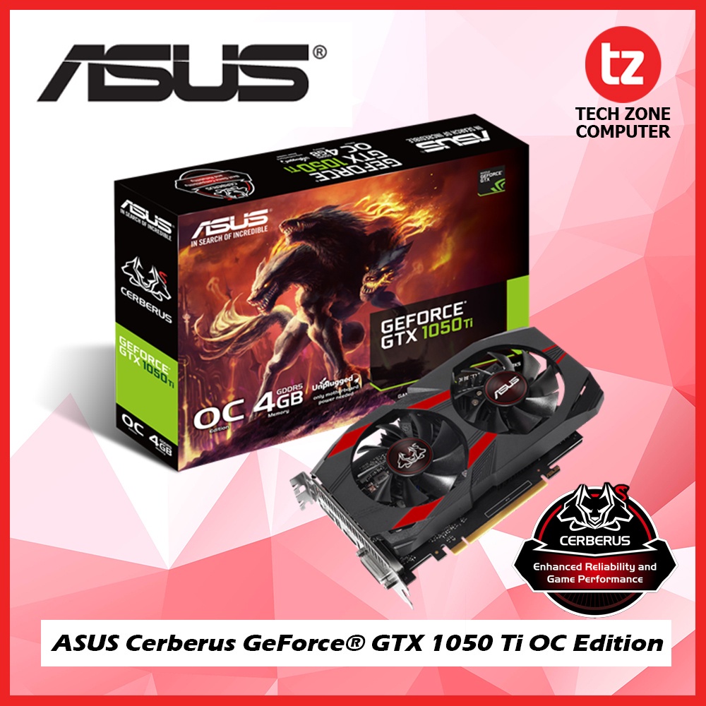 Asus Cerberus Geforce Gtx 1050 Ti Oc Edition 4gb Gddr5 Cerberus Gtx1050ti O4g Shopee Malaysia 