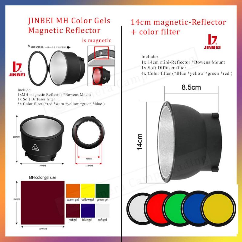 JINBEI 7.9 inch Bowens Mount Standard Reflector with